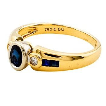 18ct 2-tone Gold Sapphire/Diamond Ring size O